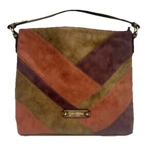 Jessica Simpson Boho Patchwork Hobo Bag Large Faux Suede Tote/bag NWOT